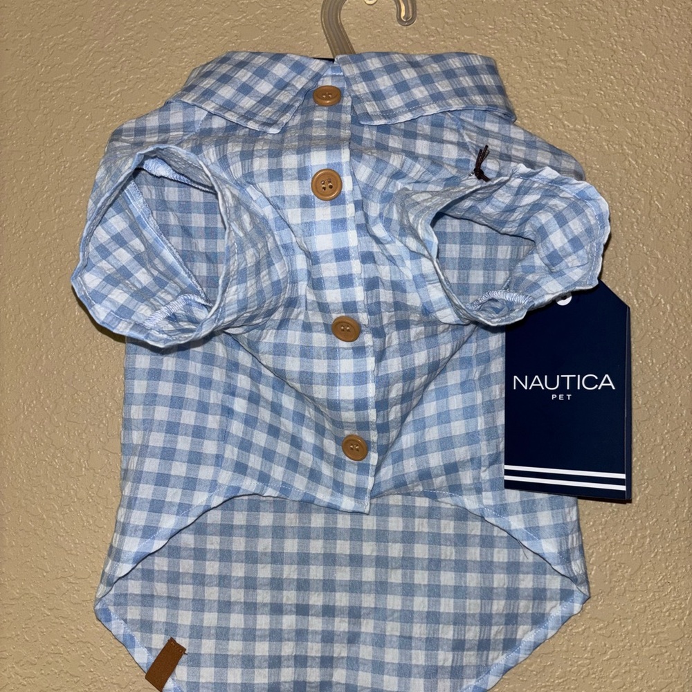 Nautica Pet Blue Checkered Dog Shirt